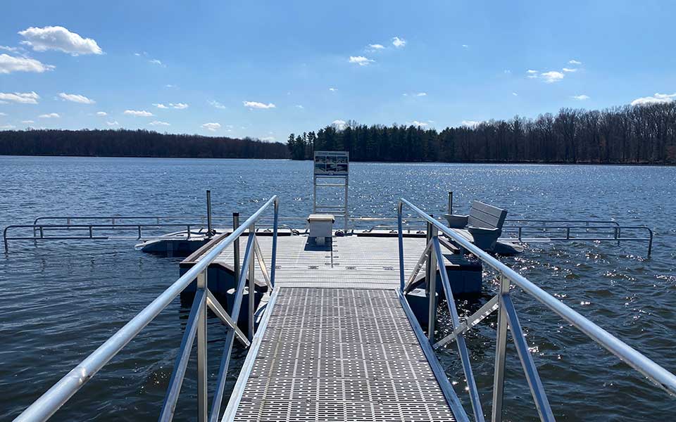 Adapative-Kayak-Launch dock in water